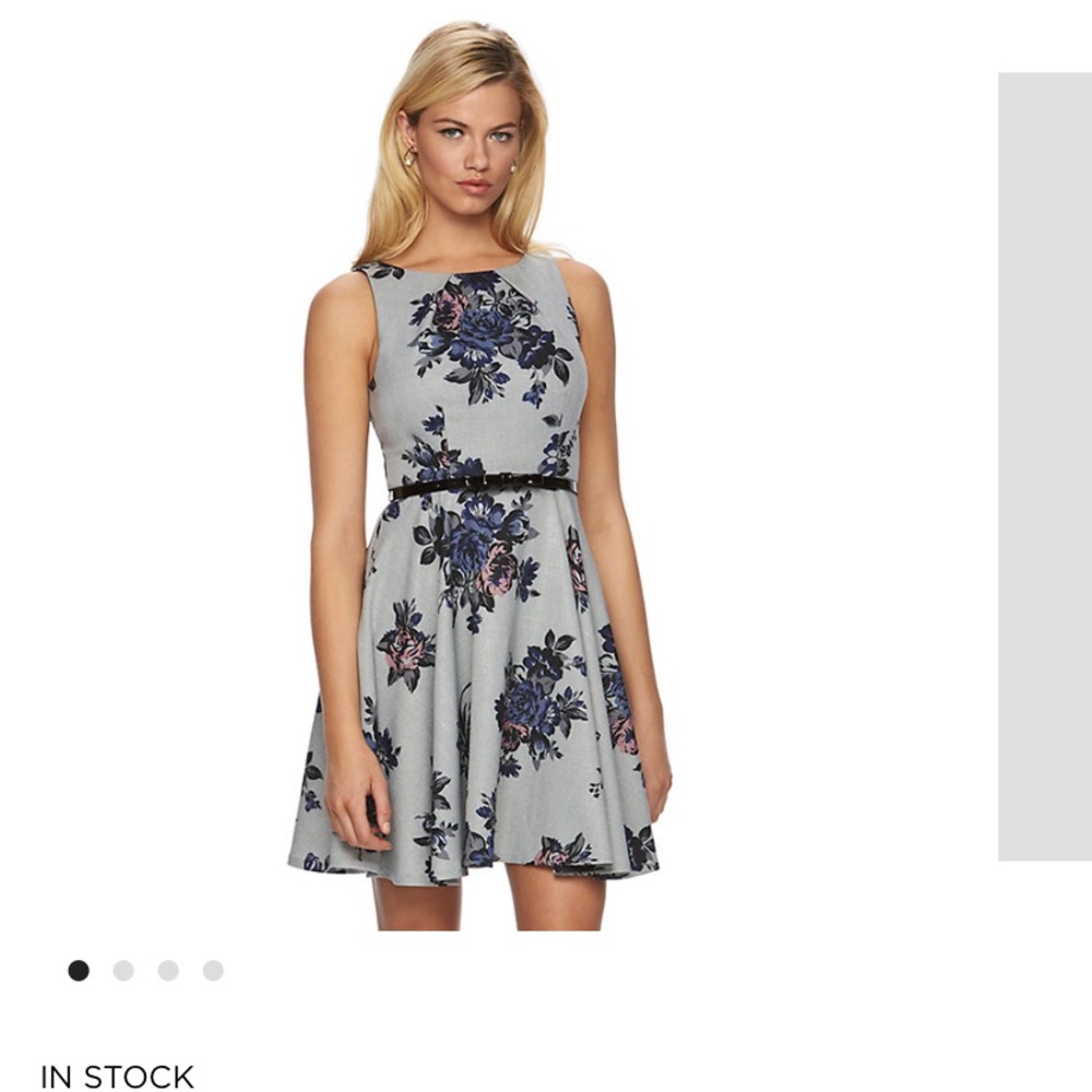Elle sharp grey and floral dress.